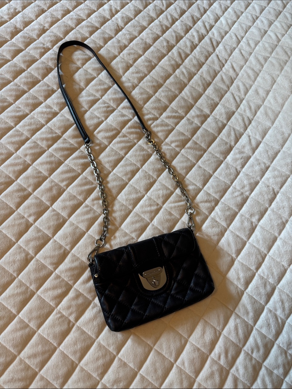 Black Quilted Calvin Klein Chain Crossbody Bag